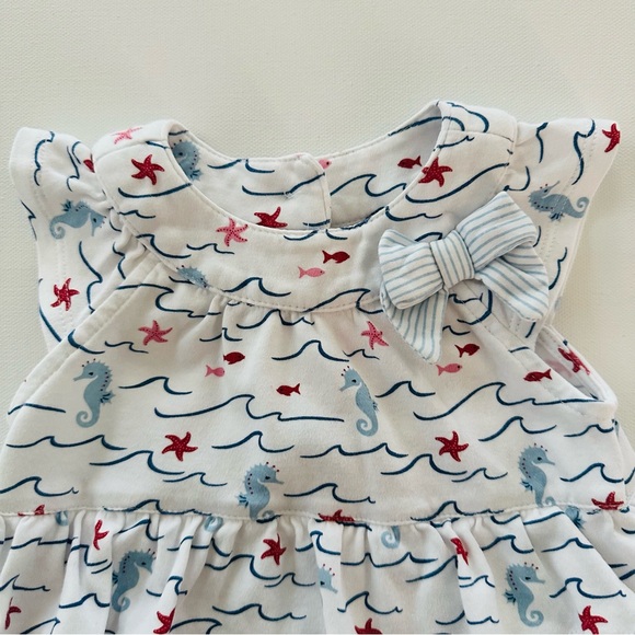 Janie and Jack 3-6 Months Baby Girl Seahorse Ruffle Romper Sunsuit Summer - Picture 7 of 7